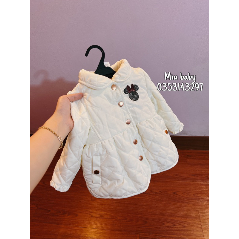 Khoác phao trắng lót lông nhẹ ấm dư xịn đét dáng tiểu thư cho bé gái