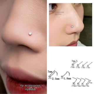 L Nose khuyên mũi Full Size nhiều dáng titan xoắn và chữ L đính đá không gỉ không đen không dị ứng cho nam nữ unisex