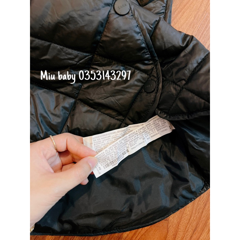 Gile phao đen dáng ngắn có mũ trần trám bé gái ZRr xuat du