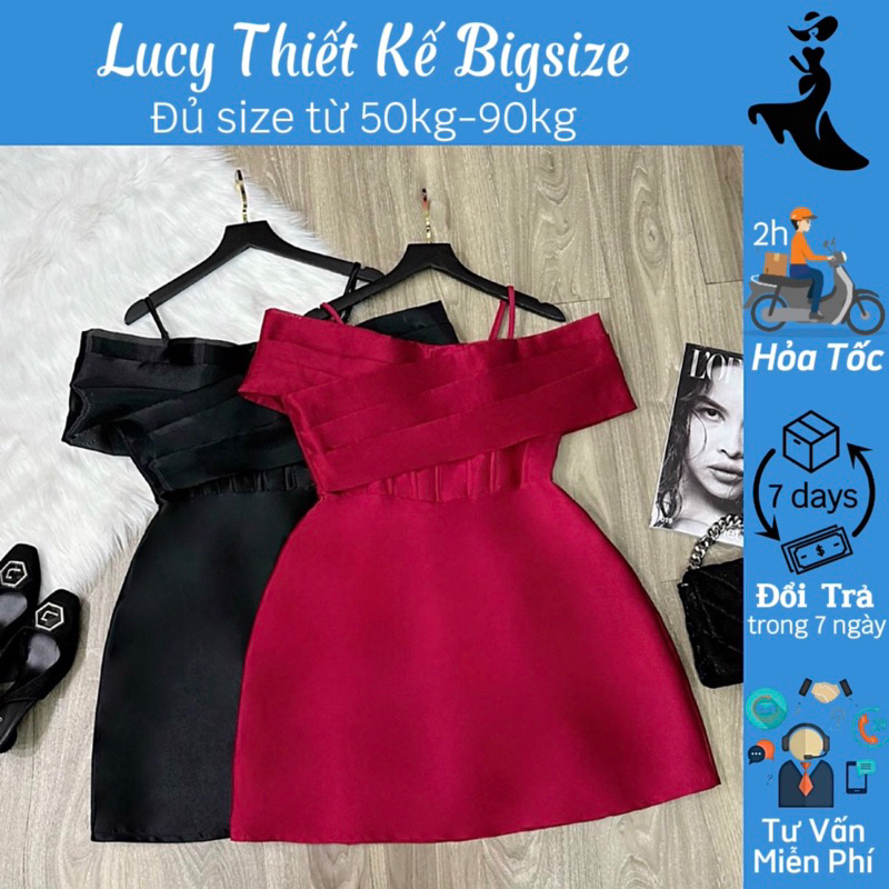 Đầm nữ bigsize, đầm bẹt vai ngắn 3 màu dễ mặc đi tiệc cao cấp gọn dáng bao đẹp
