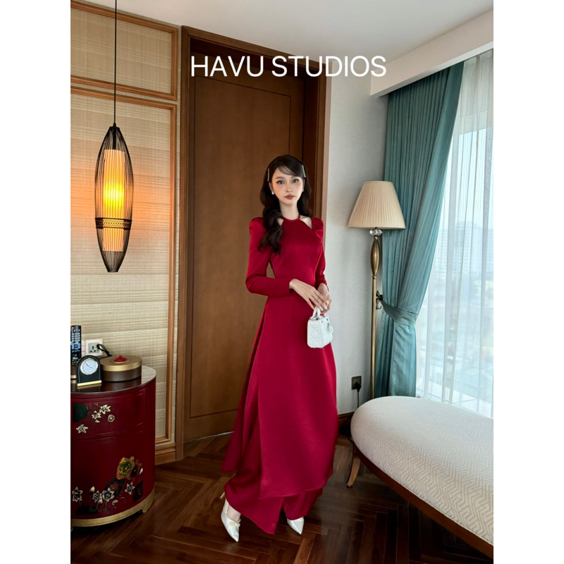 ÁO DÀI MỘC LAN TRƠN - PHIÊN BẢN MÀU ĐỎ DESIGN BY HAVU