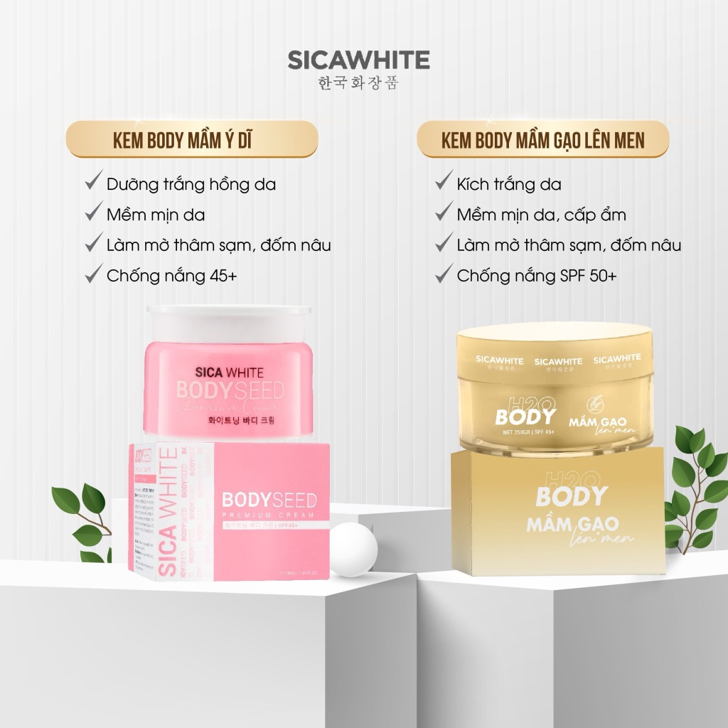 Combo Kem Sica White Body Mầm 250G Và Mầm Ý Dĩ 200G - SICA WHITE