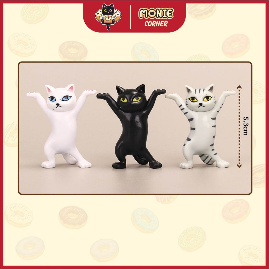 Mô hình mèo nhảy múa để bàn mini, tiểu cảnh, trang trí bàn học, bàn làm việc