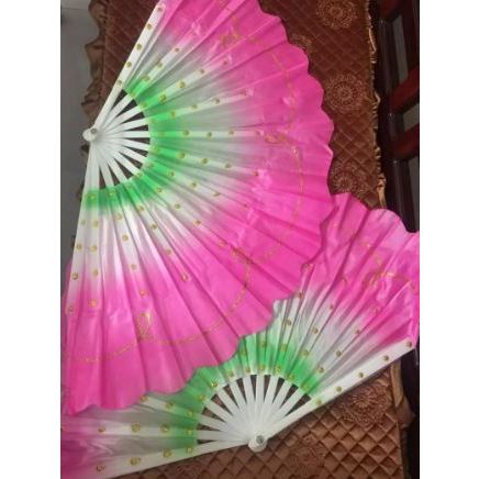 Đôi quạt múa nan nhựa phun kim tuyến, pha màu, siêu lụa, siêu bền. dài rộng 48cm giárẻ