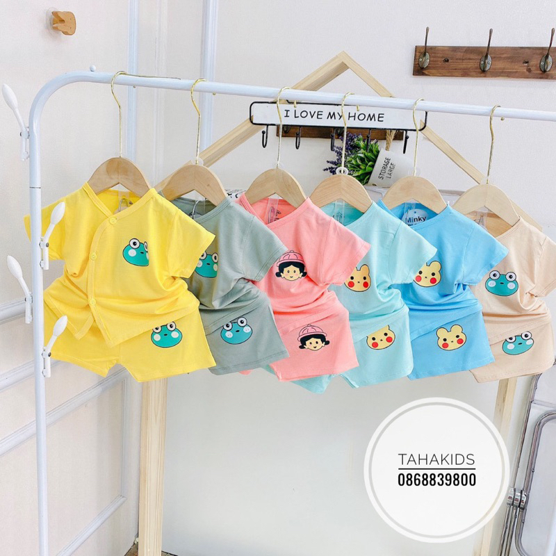 Đồ bộ cộc tay sơ sinh NT kids Quần áo cho bé sơ sinh thun lạnh peptit khuy chéo