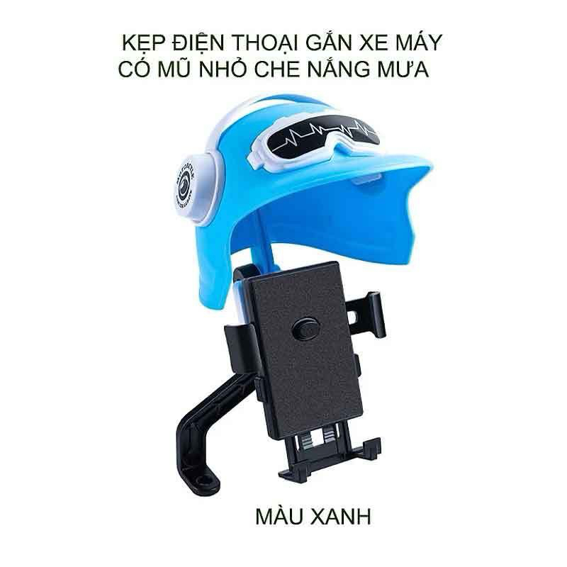 Giá Đỡ Kẹp Điện Thoại Gắn Chân Gương Xe Máy Kèm Mũ Bảo Hiểm Mini Che NẮNG MƯA Tiện Lợi, Chắc Chắn GRAP Xe Ôm