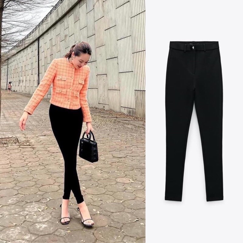 quần tregging cúc chuẩn Zara authentic cạp cao siêu đẹp