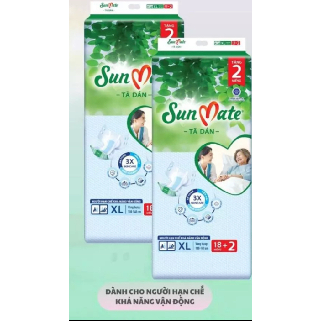 Tã Dán Sunmate XL18 +2  -Tã Dán Cho Người Lớn (Gói Lớn Tiết Kiệm Hơn Sunmate XL10