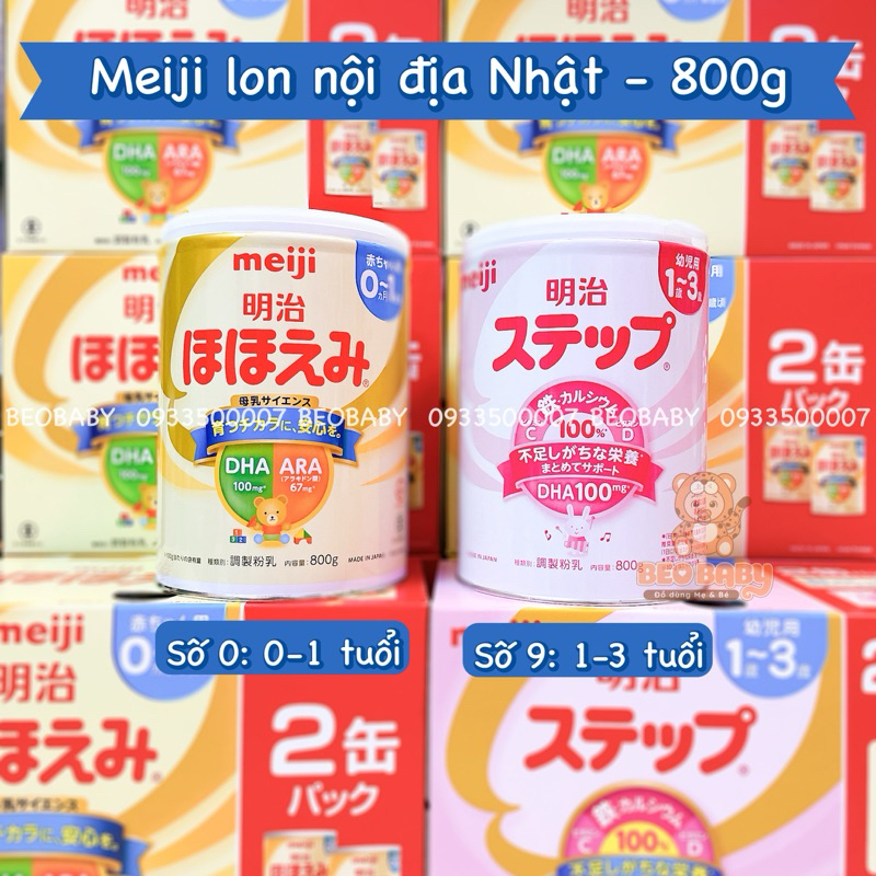 Combo 2 Hộp Sữa Meiji Số 0, Số 9 Nội Địa Nhật Bản (Hộp 800gr x 2)