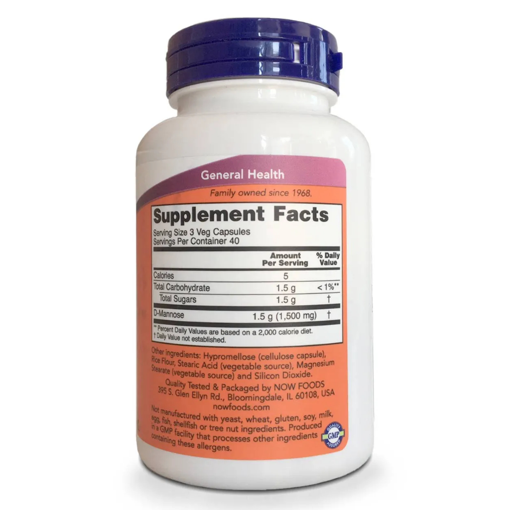 Viên uống hỗ trợ đường tiết niệu Now D-Mannose 500mg