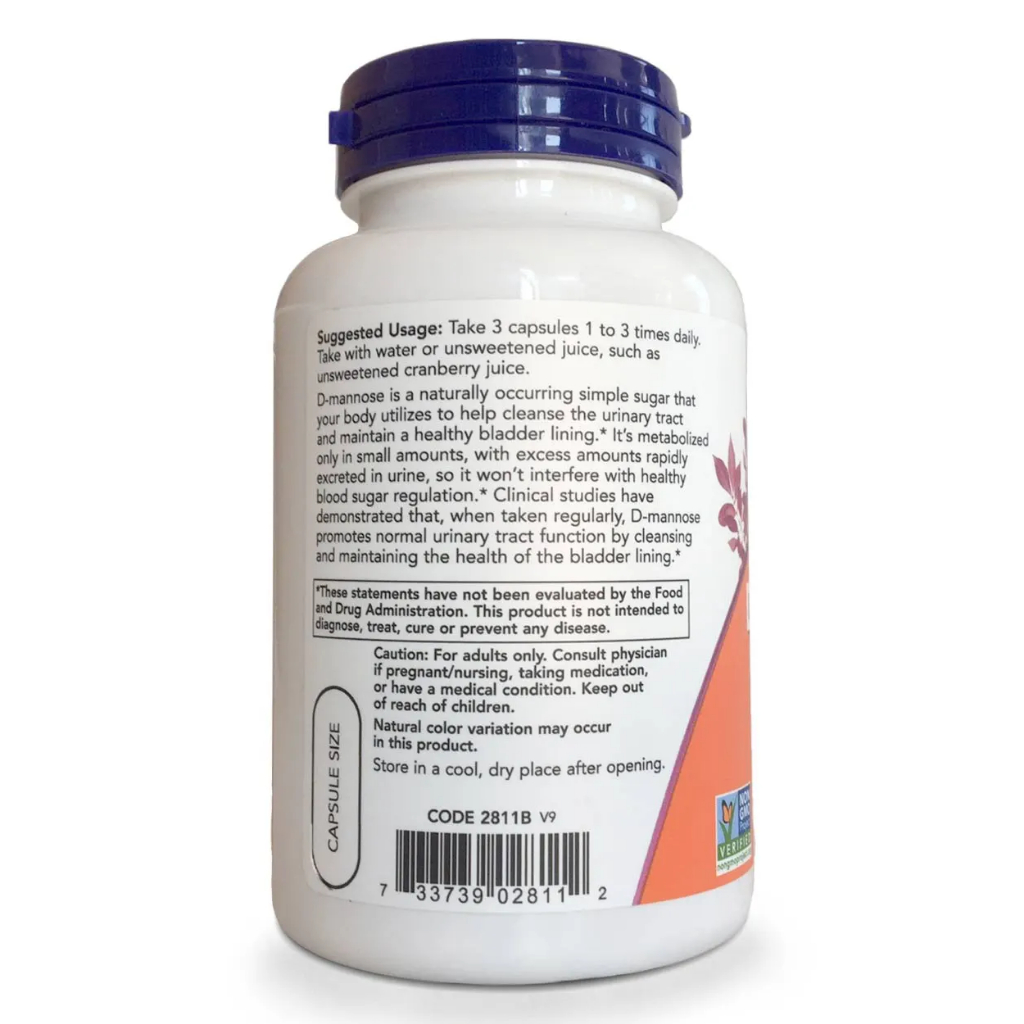 Viên uống hỗ trợ đường tiết niệu Now D-Mannose 500mg