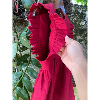 Đầm linen hồng 7t thêu tay