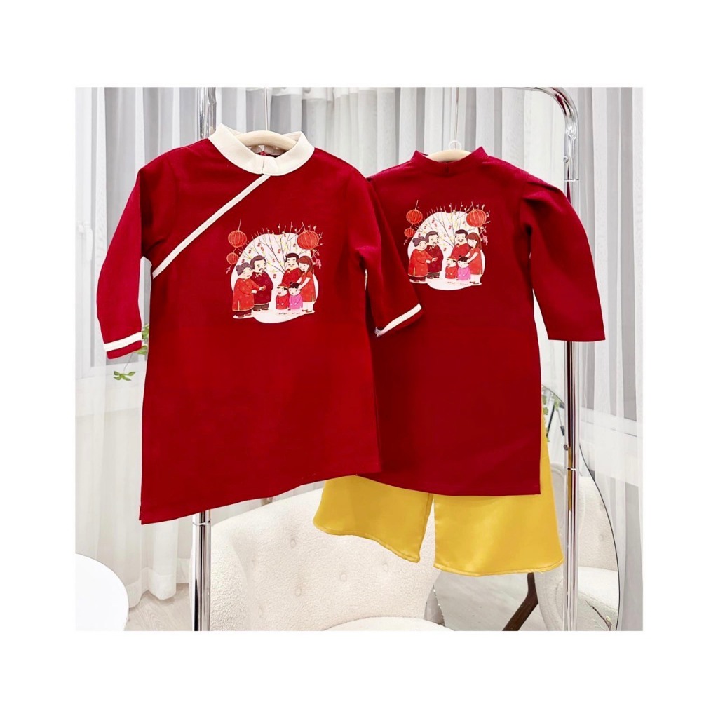 Áo dài Tết GIA ĐÌNH bé trai bé gái  chất nhung lì cho bé từ 9-30kg Namkidshop