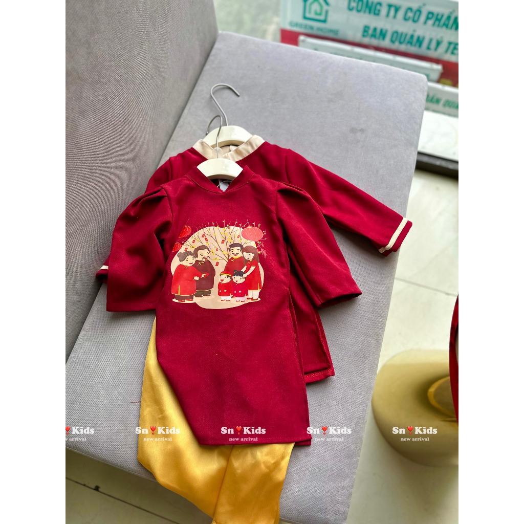 Áo dài Tết GIA ĐÌNH bé trai bé gái  chất nhung lì cho bé từ 9-30kg Namkidshop