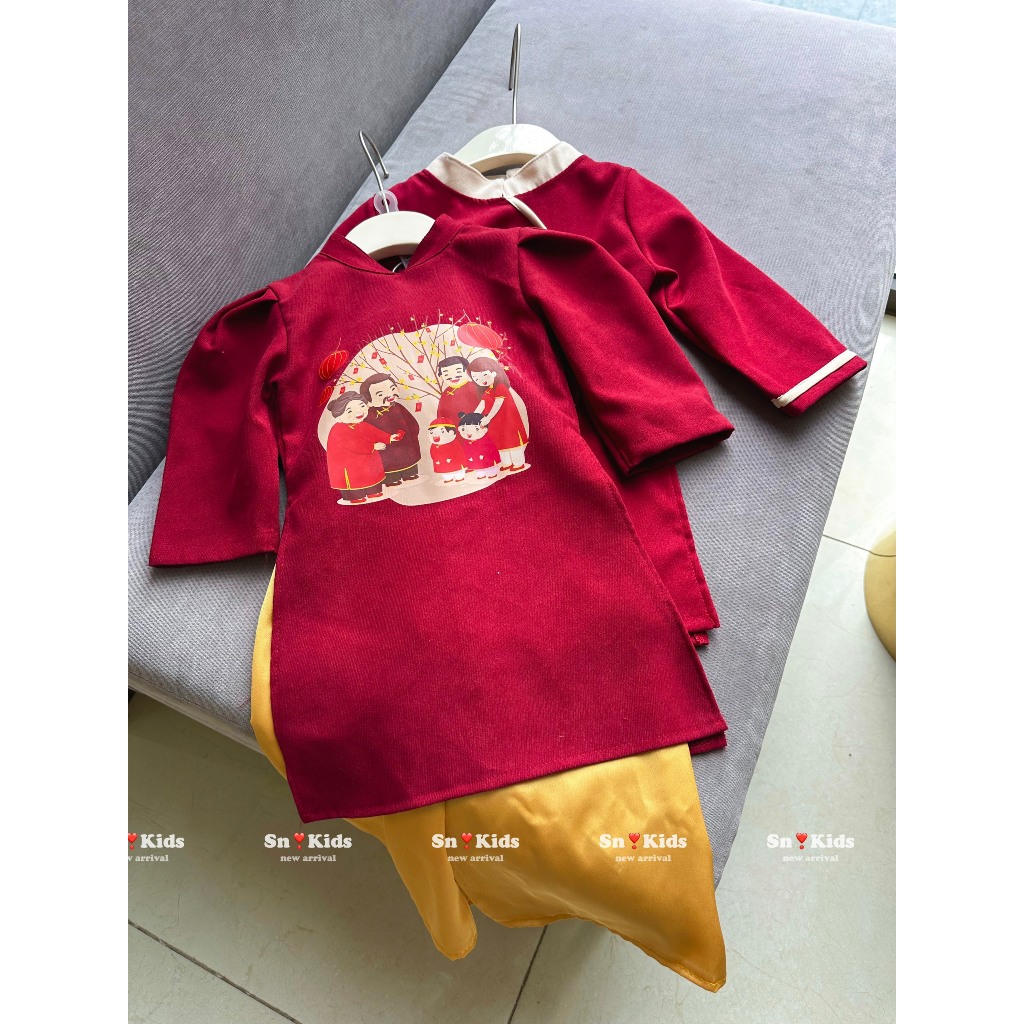 Áo dài Tết GIA ĐÌNH bé trai bé gái  chất nhung lì cho bé từ 9-30kg Namkidshop