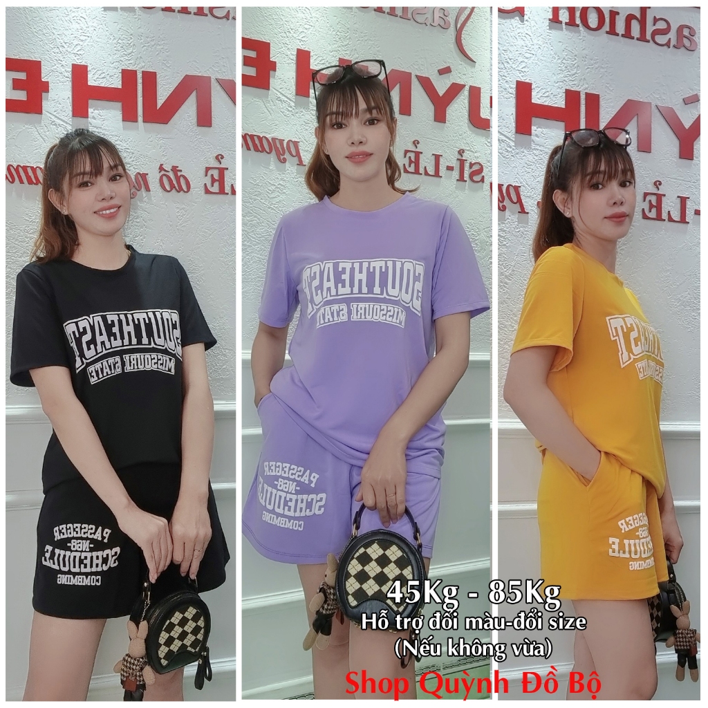 Đồ Bộ Thun Nữ Đùi Bigsize Mặc Nhà Trung Niên Giá Rẻ Dễ Thương Co Giãn Thoải Mái S166