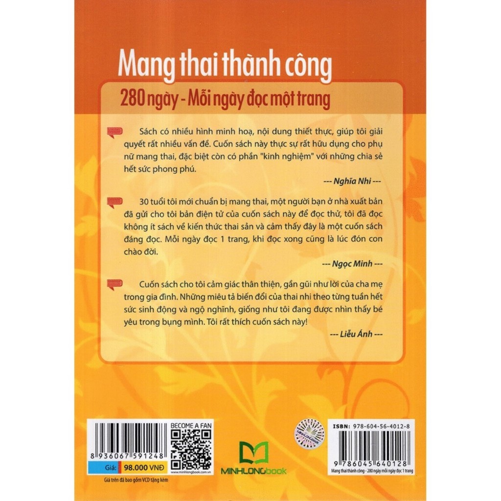 Sách : Mang Thai Thành Công - 280 Ngày, Mỗi Ngày Đọc Một Trang