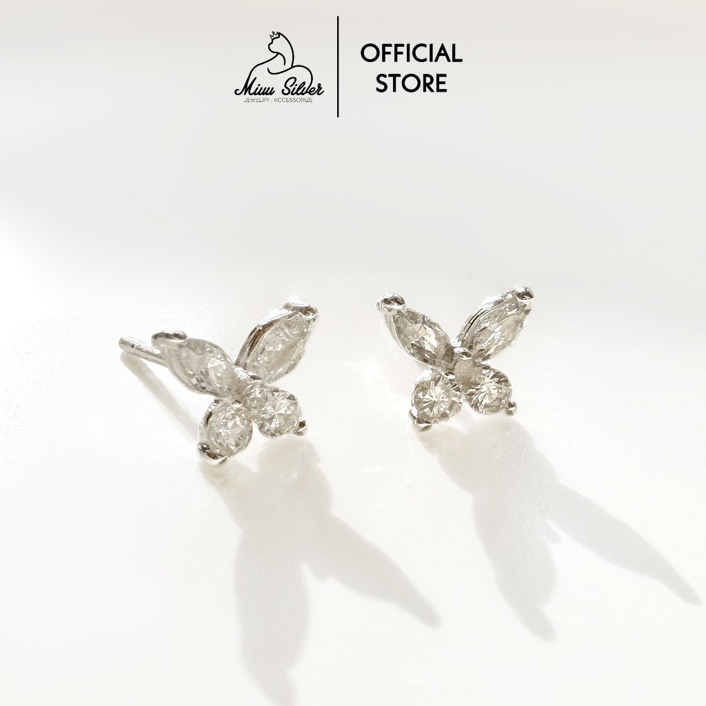 Bông tai bạc Miuu Silver, khuyên tai nữ đính đá Sannie