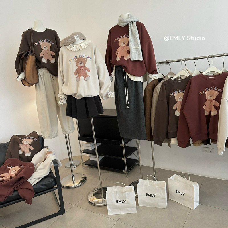 Áo Sweater Nỉ Gấu Hàng QCCC Lót Nỉ Bông Phong Cách Hàn Quốc 🇰🇷