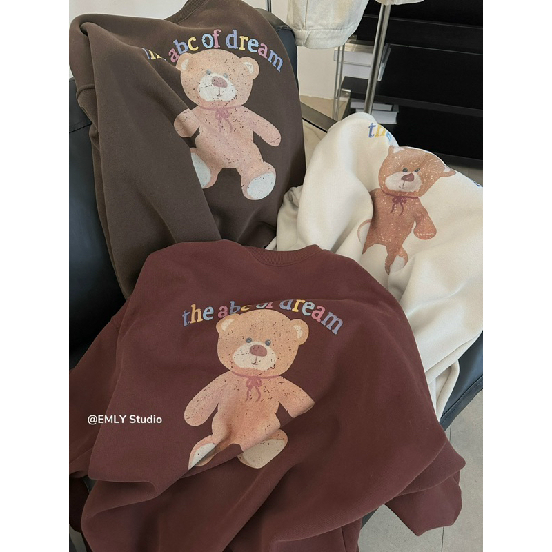 Áo Sweater Nỉ Gấu Hàng QCCC Lót Nỉ Bông Phong Cách Hàn Quốc 🇰🇷