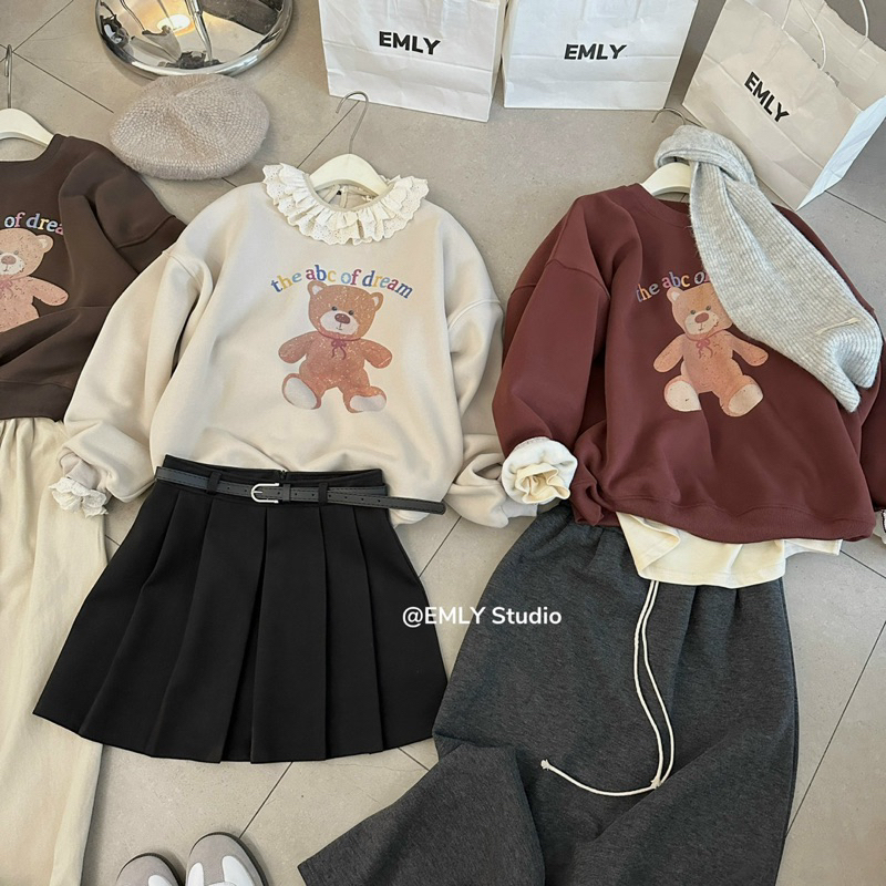 Áo Sweater Nỉ Gấu Hàng QCCC Lót Nỉ Bông Phong Cách Hàn Quốc 🇰🇷