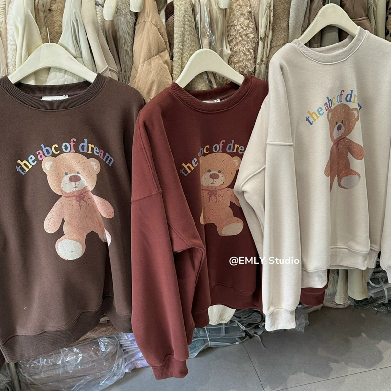 Áo Sweater Nỉ Gấu Hàng QCCC Lót Nỉ Bông Phong Cách Hàn Quốc 🇰🇷