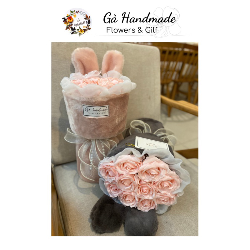 Hoa Sáp Tai Thỏ Bunny 7 lớp/ hoa nhũ cực hot 2023 làm quà tặng bạn gái cực xinh xắn cute shop Gà Handmade