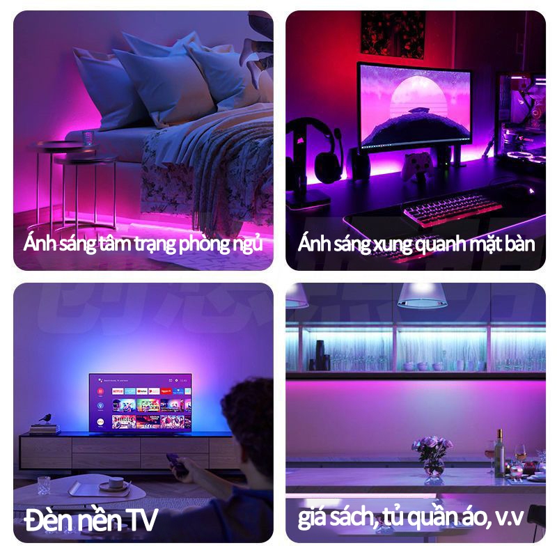 Bộ Combo Đèn Led Tiktok 10m Led RGB Led 5050RGB - Đèn Led Trang Trí Phòng Ngủ，nháy theo nhạc, trang trí decor phòng