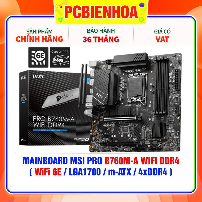 Bo mạch chủ Mainboard MSI PRO B760M-A WIFI DDR4- 36T