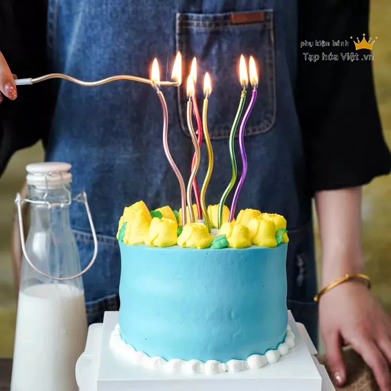 Vỉ 6 cây Nến Xoắn Ốc trang trí bánh kem, nến nhũ xoắn trang trí bánh sinh nhật