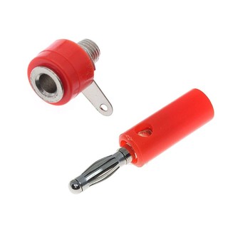 Combo 1 jack bắp chuối 4mm và 1 đầu jack js910 ngắn - màu đỏ