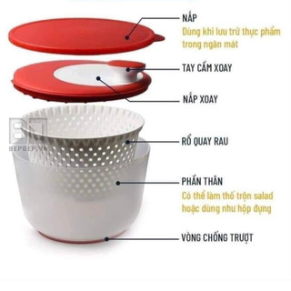 Dụng cụ quay rau Tupperware🌷Freeship extra 🌷Spinning Chef 3.9L