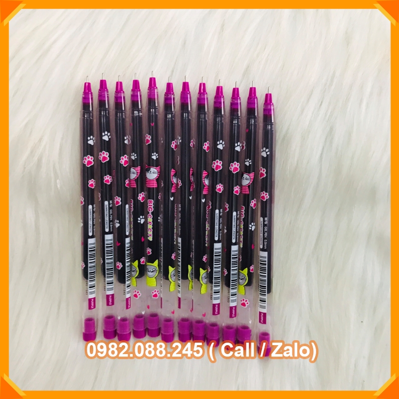 Bút bi mực gel màu tím AGPB6930 nét 0.5 thương hiệu M&G hình mèo cute cho học sinh cấp 1