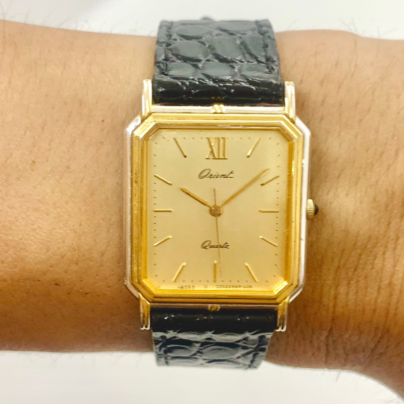 Đồng hồ tank vuông nam hiệu Orient bọc vàng - Chính hãng Nhật Bản