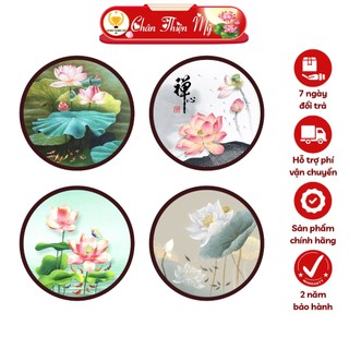 Hào quang phật in tranh hoa sen phủ nano kim sa chân thiện mỹ, decor treo tường trang trí bàn thờ, tượng phật chqhs-01