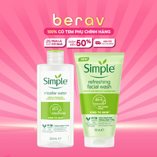 [XL] Combo Nước Tẩy Trang + Sữa Rửa Mặt Simple Dịu Nhẹ Refreshing Facial Wash 150&200ML
