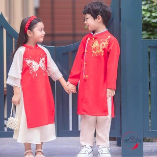 Set áo dài nhung dành cho bé trai bé gái kèm bờm size 10-42kg. Hàng thiết kế và sản xuất bởi Alana's kids