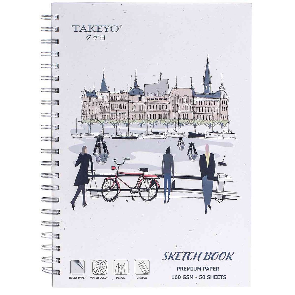 Sổ tay vẽ chì - Sketchbook Takeyo - Akamiline - Giấy kem trơn 160gsm 180gsm