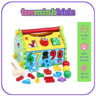 Nhà Thả Số Đập Bóng Gỗ 3 Trong 1 Cho Bé Học Con Số Màu Sắc Và Cách Xem Giờ