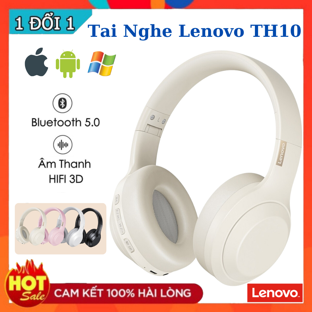Tai Nghe Bluetooth Lenovo TH10, Cổng Kết Nối Phụ 3.5mm, Âm Thanh Nổi Giảm Ồn, Chồng Thấm Nước, Tích Hợp Micro Thoại