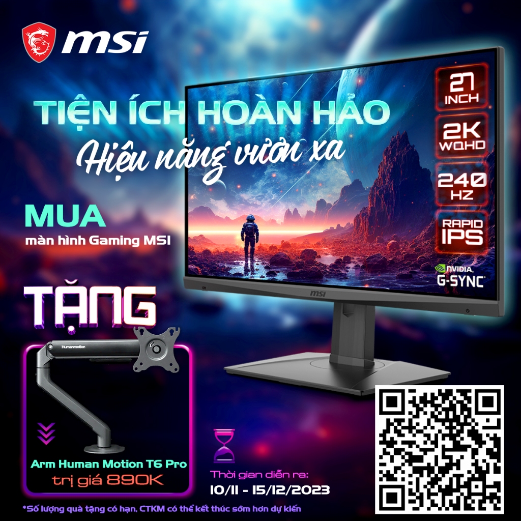 Màn hình MSI OPTIX MAG274QRX 27" IPS 2K 240Hz G-Sync chuyên game