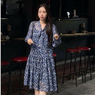 De leah - đầm suông đuôi cá dây nơ cổ - thời trang thiết kế