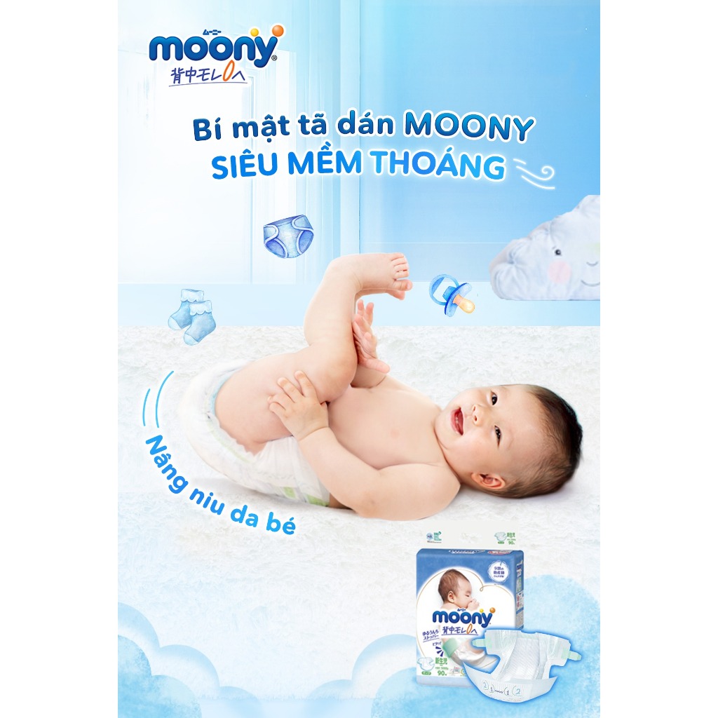 (Mẫu Mới ) Tã dán/quần Moony size nb90/S84/M64/L54-M58/L44/XL38/XXL26