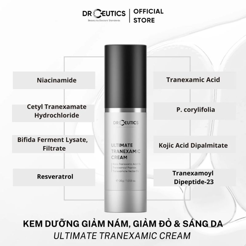 Drceutics Ultimate Tranexamic Cream - Kem dưỡng sáng mờ thâm sạm nám