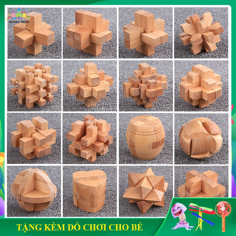 Đồ Chơi Khoá Khổng Minh Khoá Lỗ Ban Đồ Chơi Tháo Lắp Thông Minh Test IQ Bằng Gỗ Loại Lớn Đồ Chơi Trí Tuệ cho bé