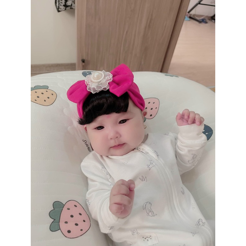 Băng đô/turban kèm mái giả cho bé gái dễ thương