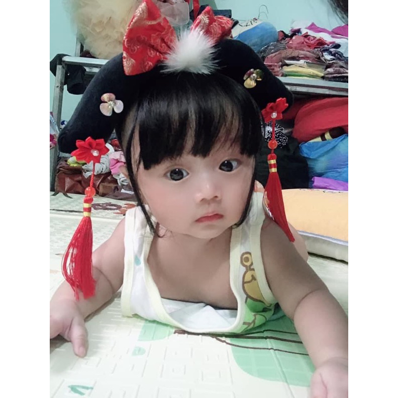 Cài nơ / bờm nơ - cài bính tóc giả mái cho bé