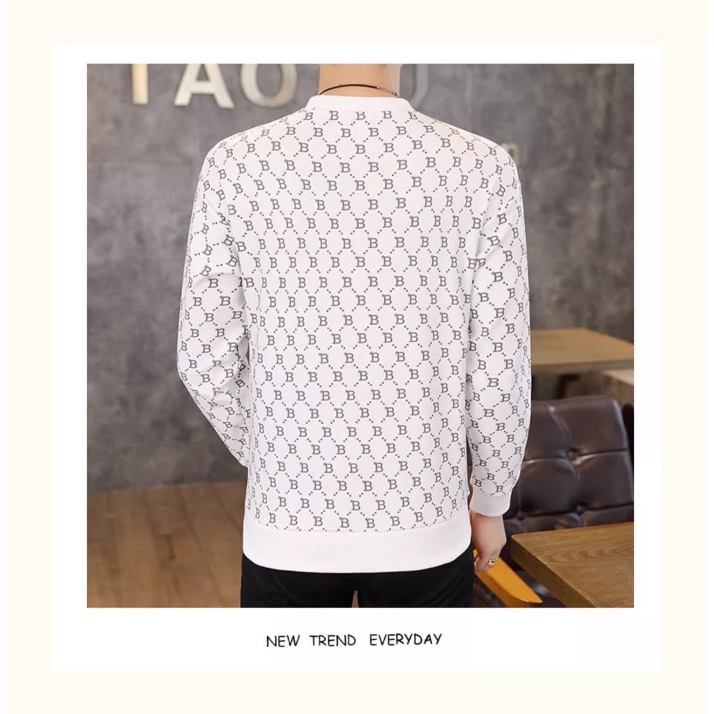 Áo thun nam tay dài in chữ B , cổ tròn, loại thoáng mát, mềm mịn, co giãn tốt.