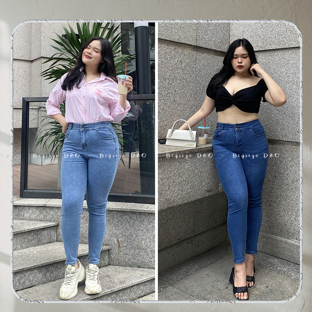 Quần Skinny jeans nữ dáng dài nhiều màu phối đai 2 nút thời trang, lưng cao, co giãn mạnh [Bigsize 58-90kg]
