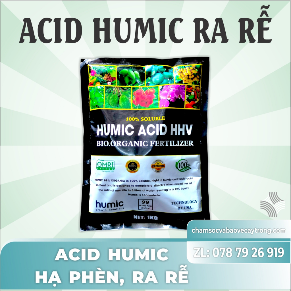 Axit Humic Hạ Phèn, Ra Rễ, Gói Humic 1kg Giúp Cây Trồng Ra Rễ Mạnh, Hạ Mặn Cây Trồng, Gói Sử Dụng 1ha